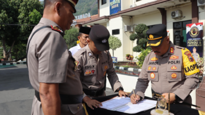 Polres Wonogiri Serah Terimakan Jabatan Kapolsek Giritontro.